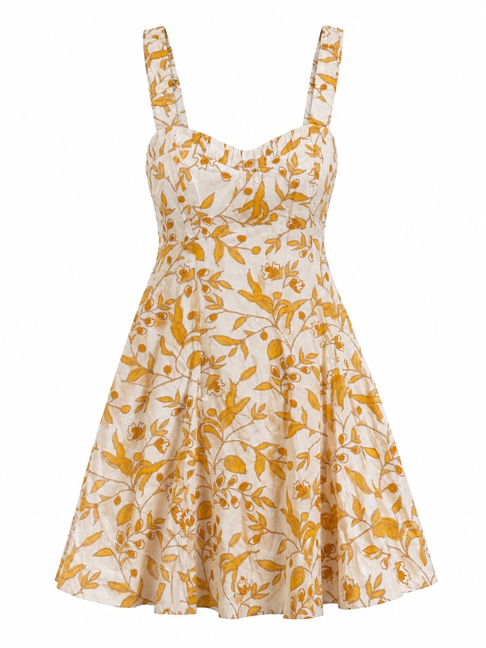 Anthropologie White Dress with Mustard Yellow Floral Embroidery